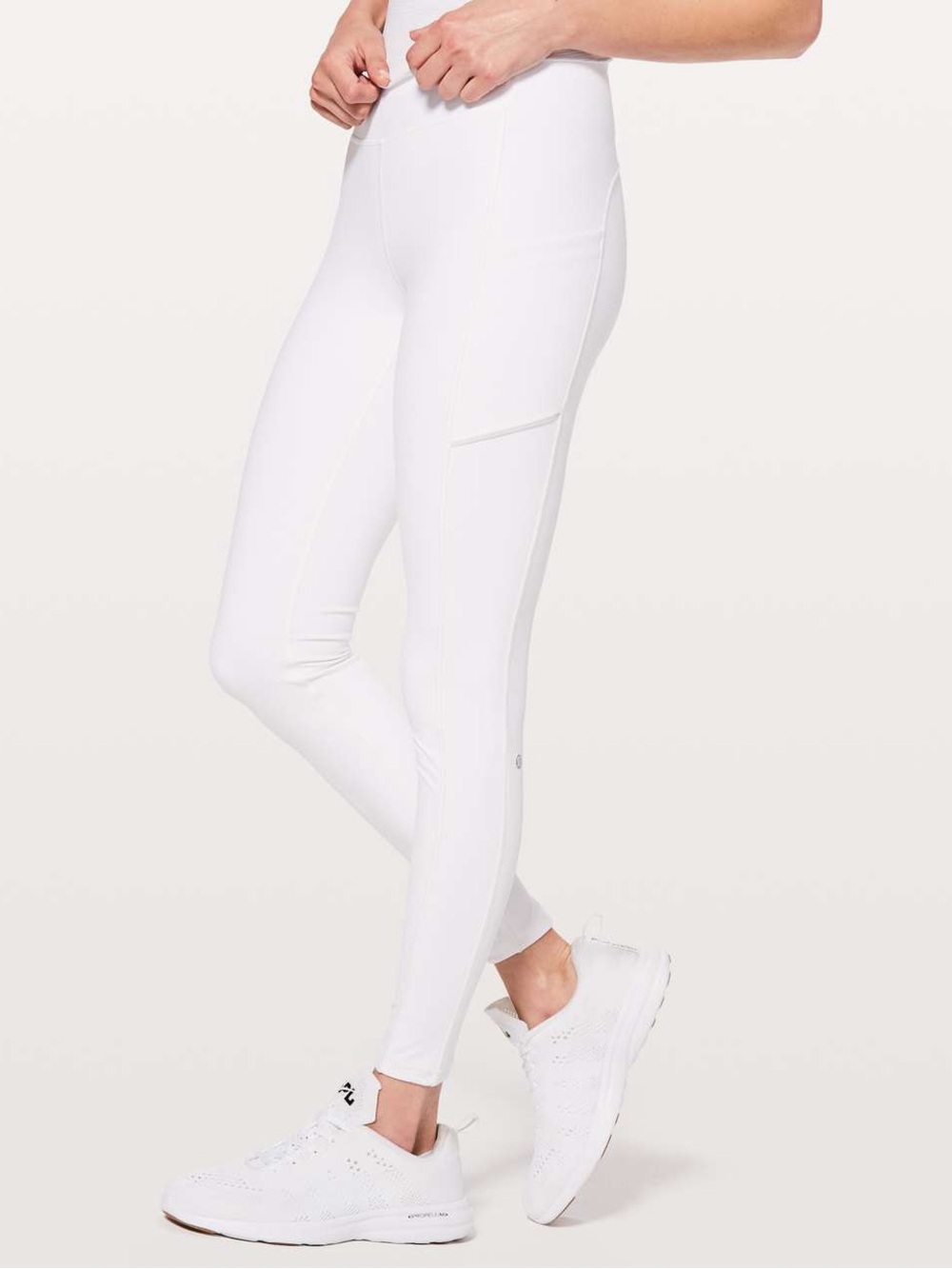 Lululemon white speed up tight 28" womens 6 side pockets